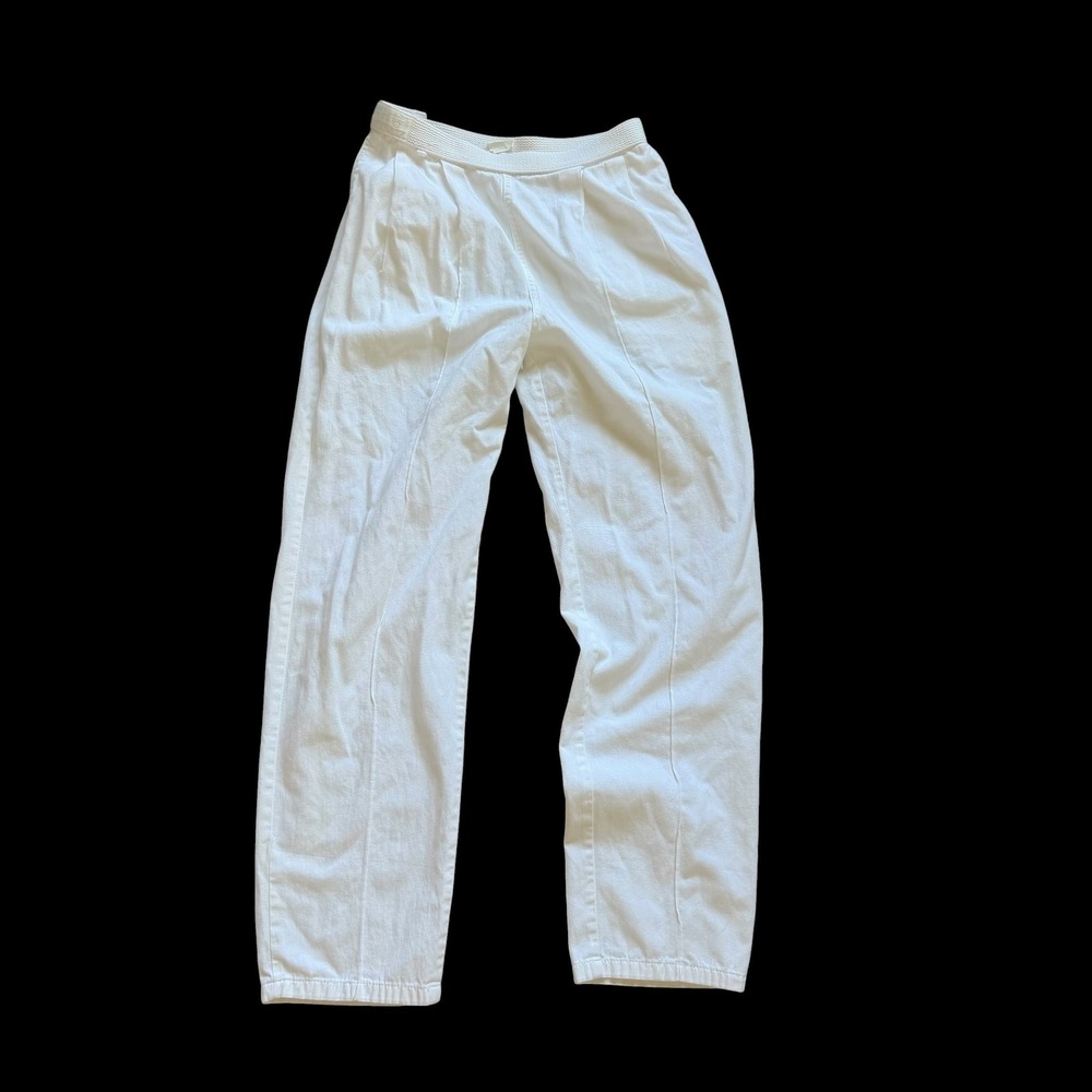 90's Jimmy'z Surf White Cotton Skate Pants Velcro Adjustable Waist Small